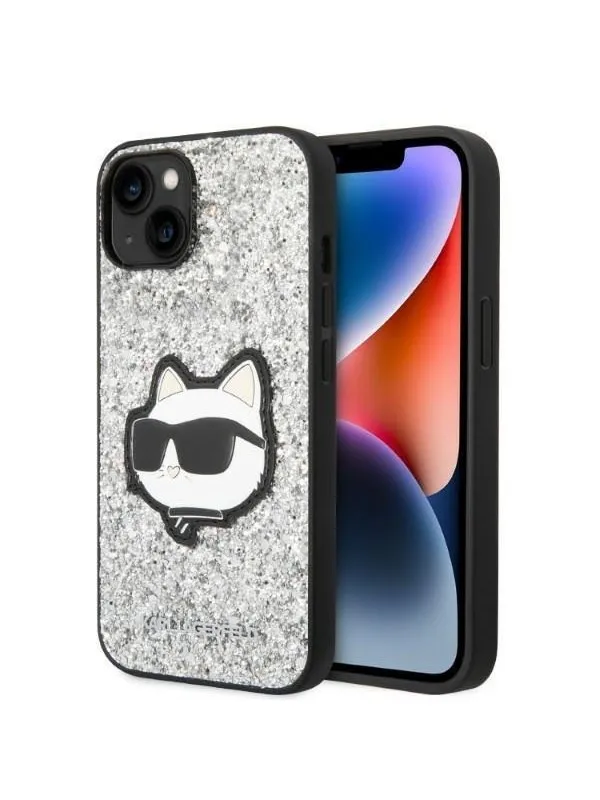 Karl Lagerfeld KLHCP14SG2CPS iPhone 14 6.1" silver/silver hardcase Glitter Choupette Patch