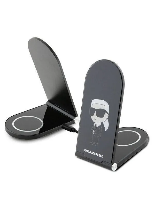 Karl Lagerfeld Ikonik MagSafe 15W inductive charger foldable 2in1 - black