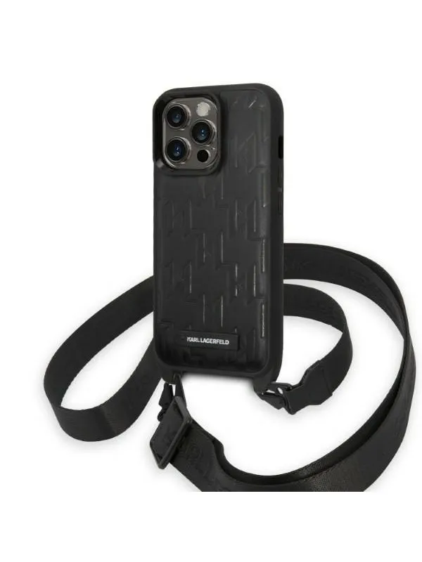 Karl Lagerfeld KLHCP14LSTMMK iPhone 14 Pro 6.1" hardcase black/black Monogram Plaque Logo Strap