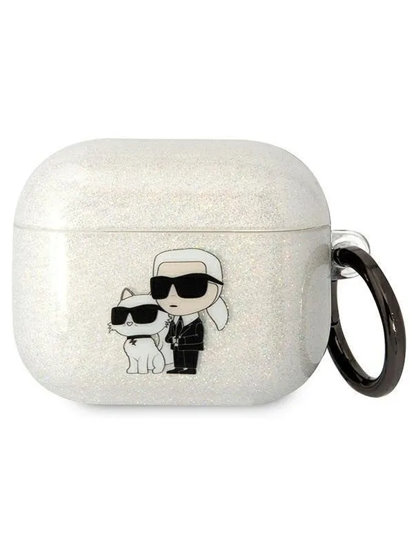 Karl Lagerfeld KLA3HNKCTGT Airpods 3 cover transparent Gliter Karl&Choupette