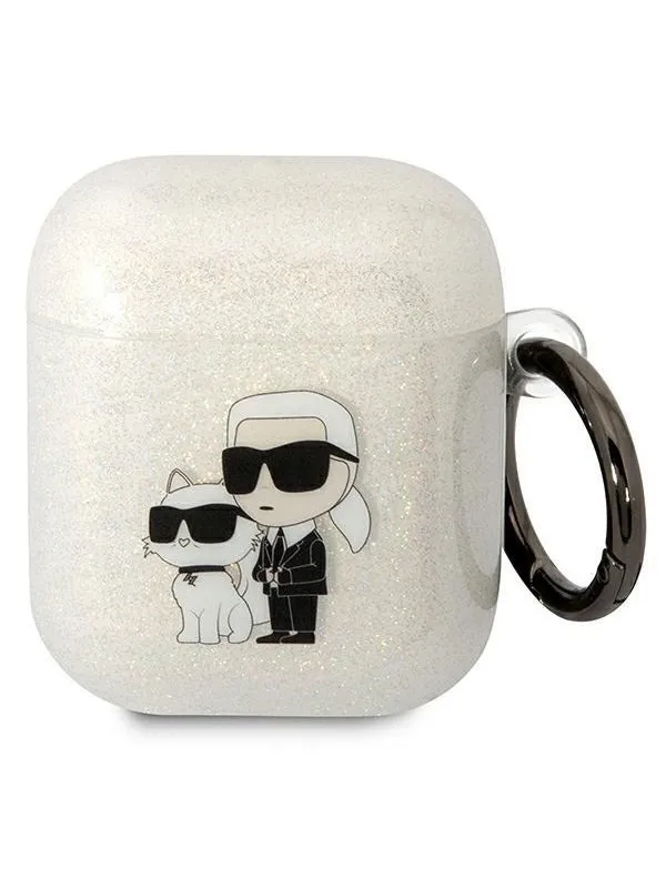 Karl Lagerfeld KLA2HNKCTGT Airpods 1/2 cover transparent Gliter Karl&Choupette