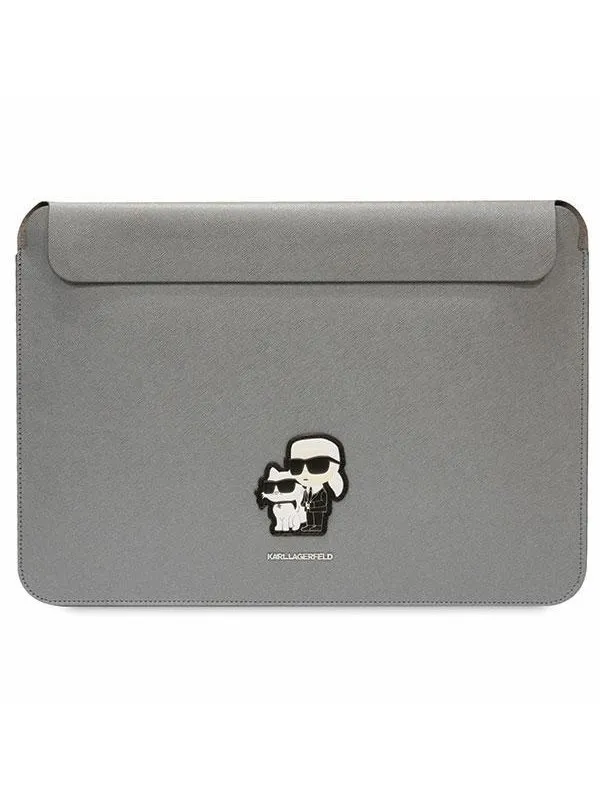 Karl Lagerfeld Saffiano Karl&Choupette case for a 16" laptop - silver