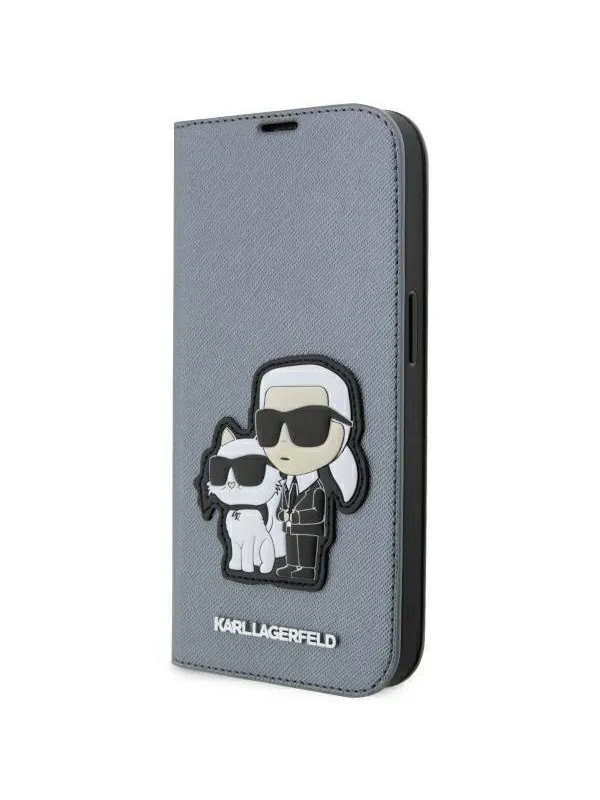 Karl Lagerfeld KLBKP14XSANKCPG iPhone 14 Pro Max 6.7" bookcase silver/silver Saffiano Karl & Choupette