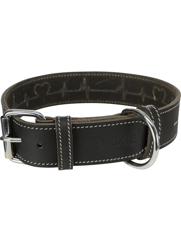 Trixie Rustic fatleather lead Heartbeat M: 38-47 cm/40 mm black