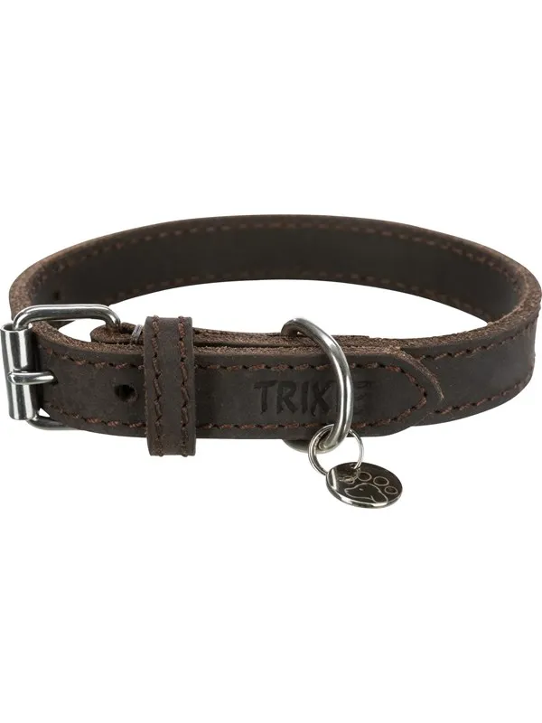 Trixie Rustic fat leather collar XS-S: 27-34 cm/18 mm dark brown