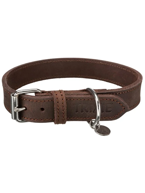 Trixie Rustic fat leather collar L-XL: 57-66 cm/30 mm dark brown