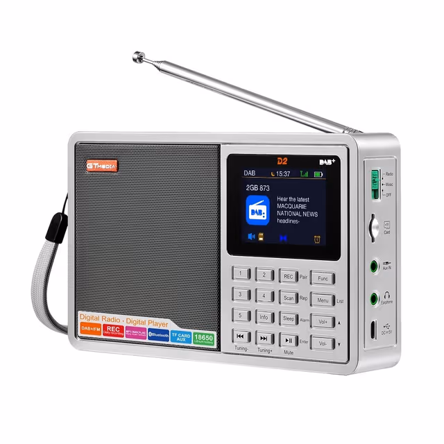 Digital radiomottaker DAB+FM RDS Bluetooth MP3 - spiller REC - opptaker TF - kort