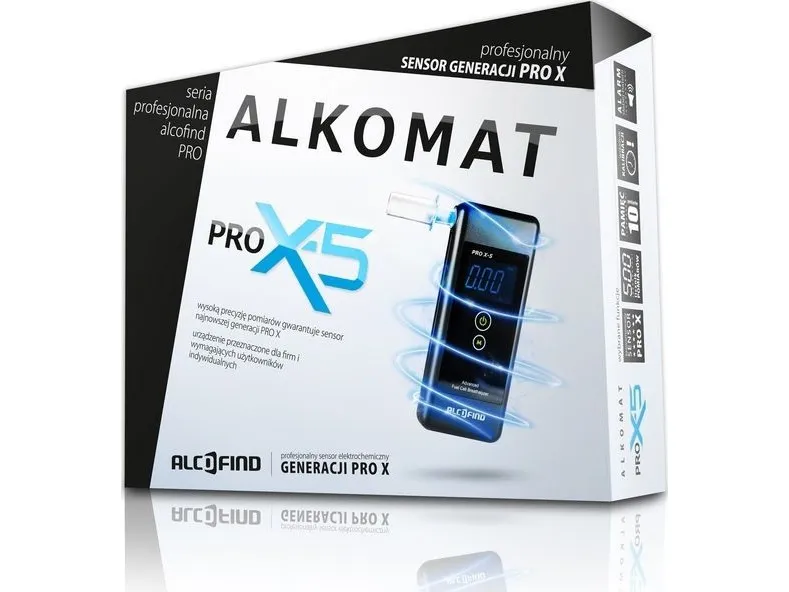 AlcoFind PRO X-5 | Elektrokjemisk alkometer | med platinasensor, 2 x AAA