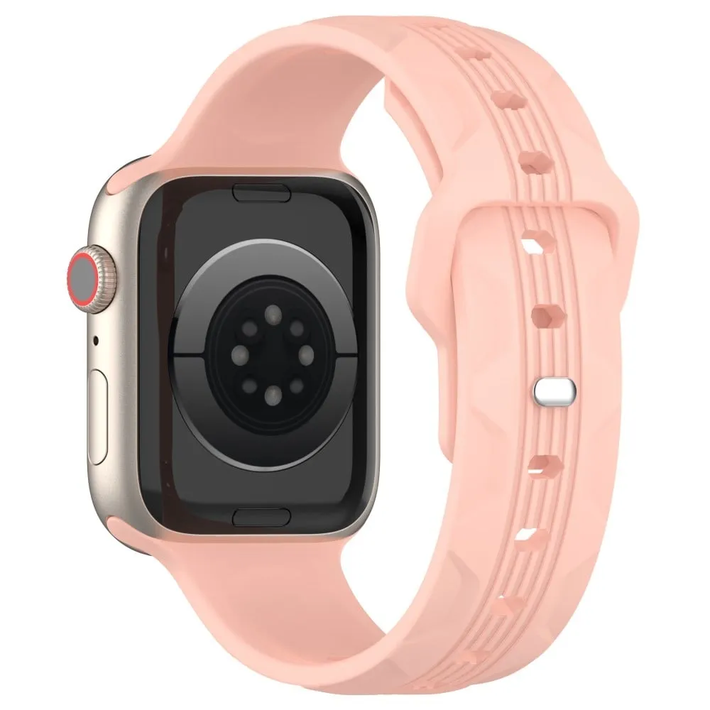 Apple Watch Series 41mm / 40mm / 38mm klokkerem i silikon med tekstur - Retro Rosa