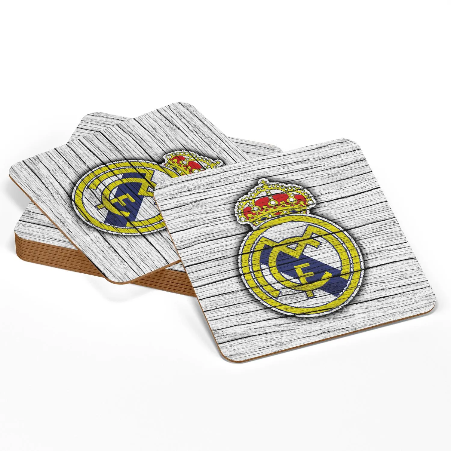 4-Pak - Glassbrikker Real Madrid - Underlag til Glass