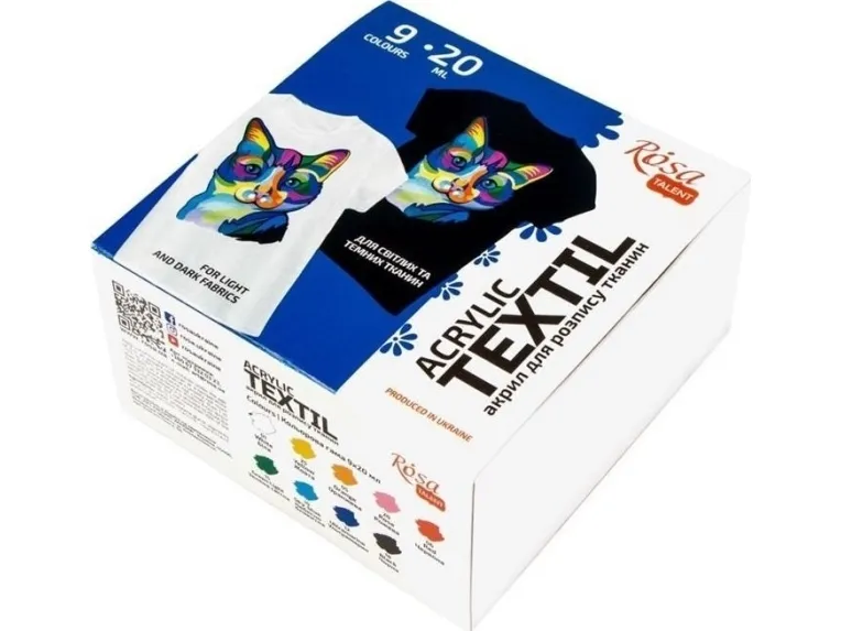 Tekstilmaling 20 ml 9 farger