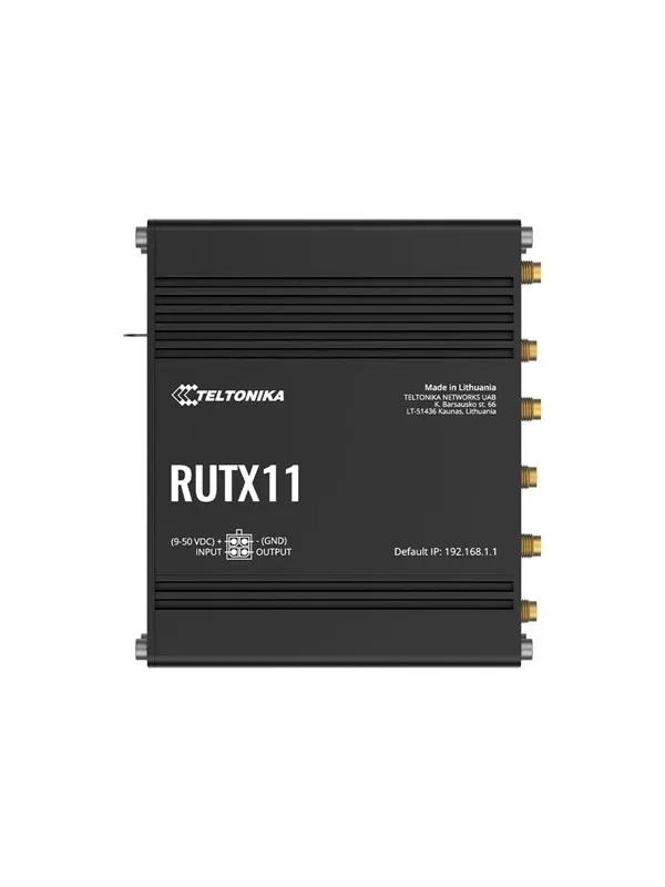 Teltonika RUTX11 Industrial Cellular Router (RUTX11300400 / Standard package with US PSU) - Wireless router 802.11a/b/g/n/Wi-Fi 5 Wave 2