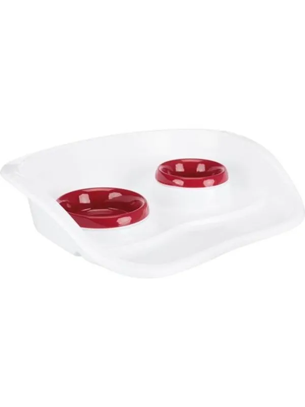 Trixie Bowl set plastic 0.25 l/ø 9 cm & 0.3 l/ø 11 cm/46 × 11 × 30 cm grey/bowls: various