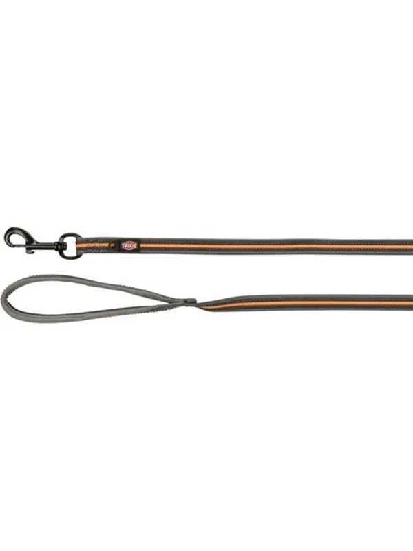 Trixie Fusion tracking leash rubberised M-XL: 15 m/17 mm graphite/papaya