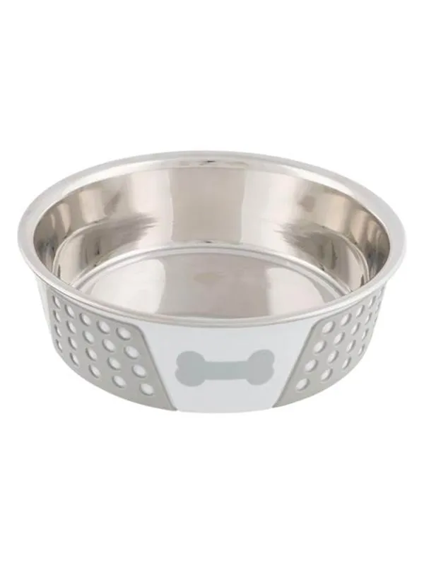 Trixie Bowl stainless steel/silicone 1.4 l/ø 21 cm white/grey