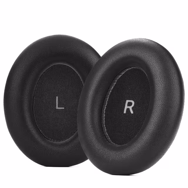 2-pakning lammeskinn øreputer kompatibel med Sennheiser Momentum 4 — minneskum over-ear erstatning, svart