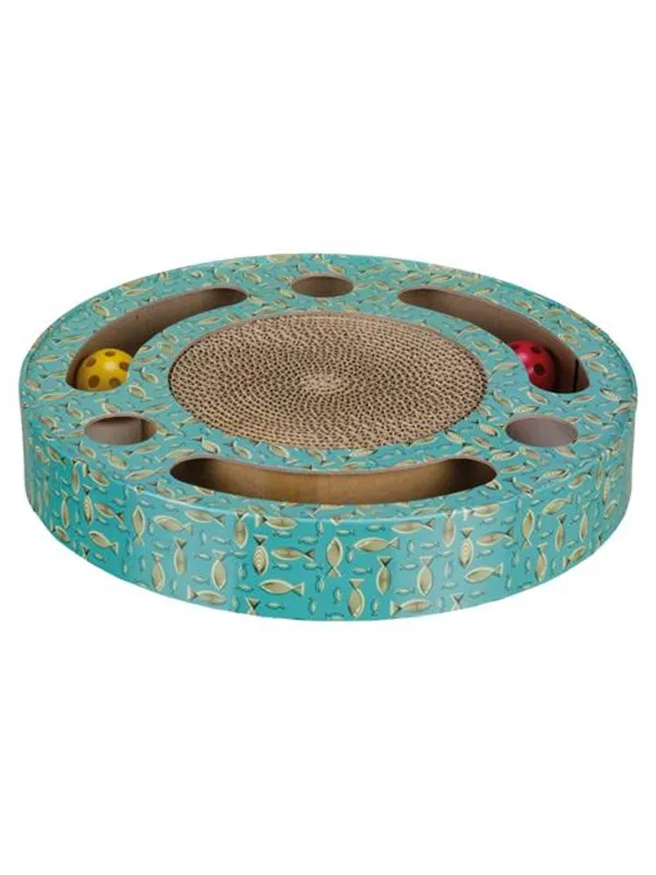 Trixie Scratching drum with balls cardboard catnip ø 33 × 5.5 cm assorted colours