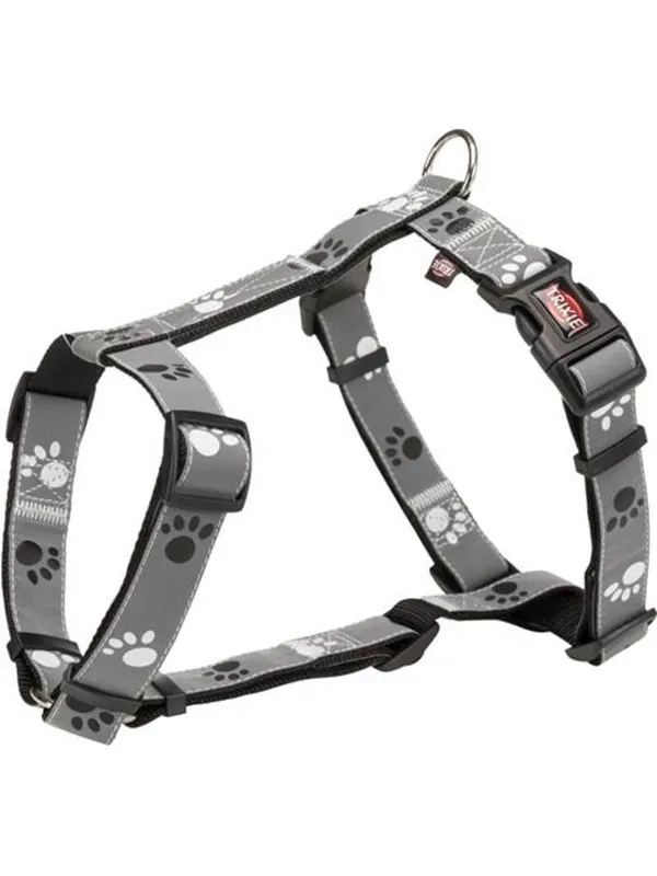 Trixie Silver Reflect H-harness M-L: 50-75 cm/25 mm black/silver grey