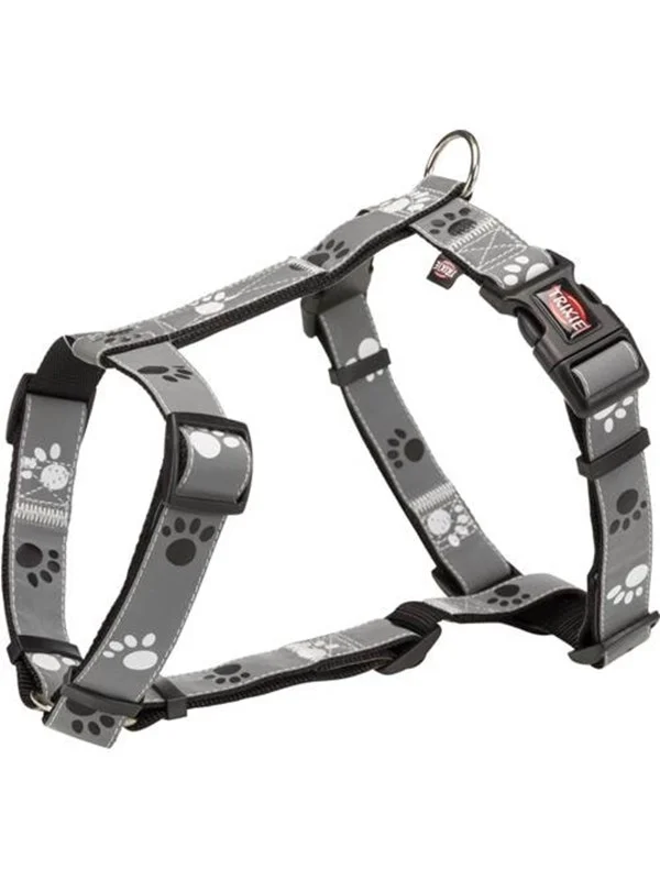 Trixie Silver Reflect H-harness XS-S: 30-40 cm/15 mm black/silver grey