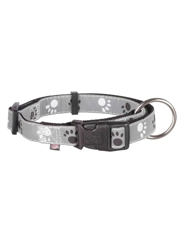 Trixie Silver Reflect collar S-M: 30-45 cm/15 mm black/silver grey