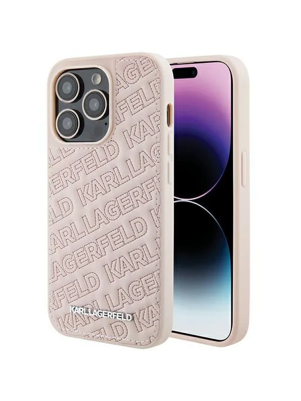 Karl Lagerfeld Quilted K Pattern case for iPhone 15 Pro Max - pink