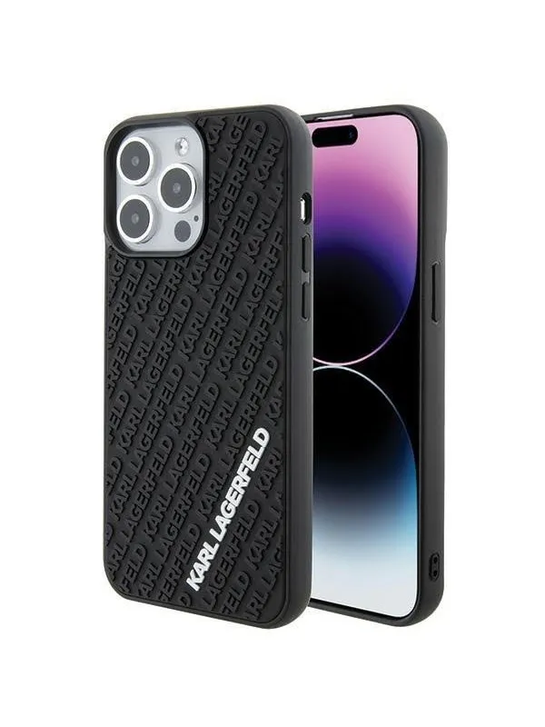 Karl Lagerfeld 3D Rubber Multi Logo case for iPhone 15 Pro Max - black