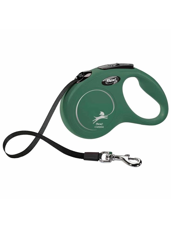 Flexi - Koppel New Classic - S - 5m Band - Olive - <15 kg
