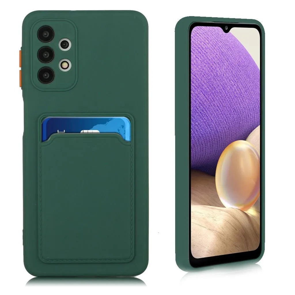 Card Holder Deksel til Samsung Galaxy A32 - Mørkegrønn