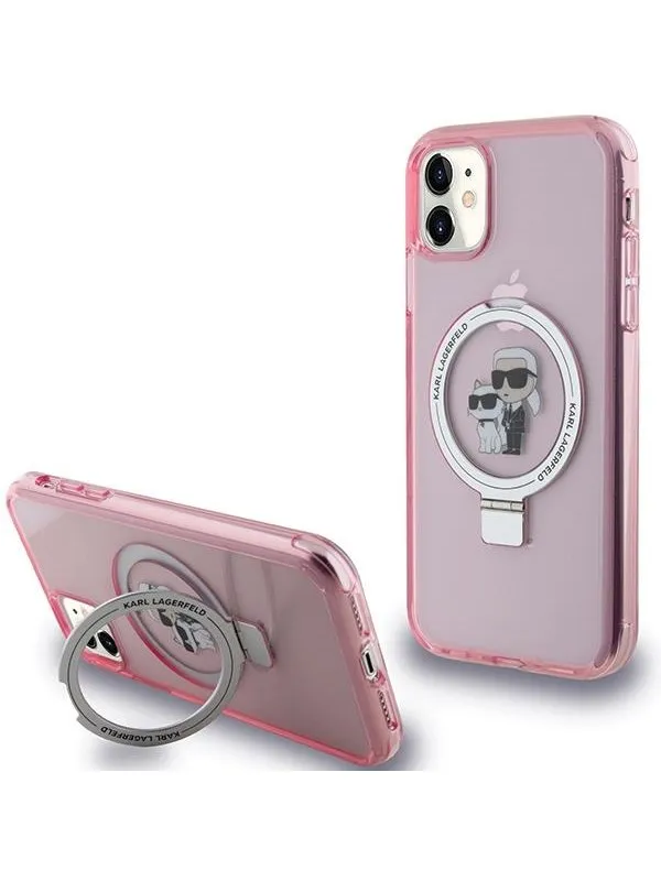 Karl Lagerfeld Ring Stand Karl&Choupette MagSafe case for iPhone 11 / Xr - pink