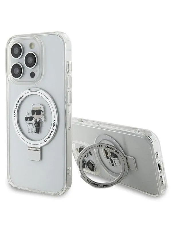 Karl Lagerfeld Ring Stand Karl&Choupette MagSafe case for iPhone 13 Pro Max - white