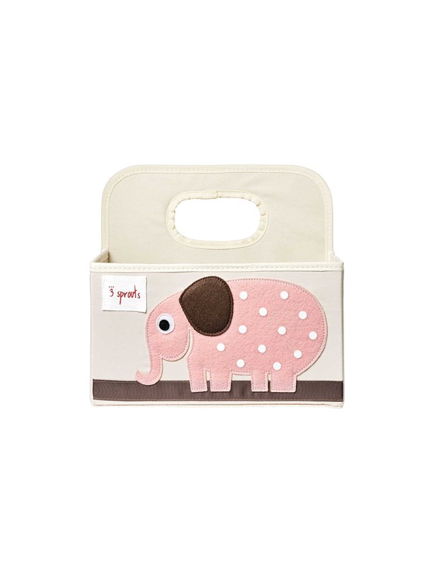 3 Sprouts Oppbevaringskurv med Hank til Bleer, Elephant