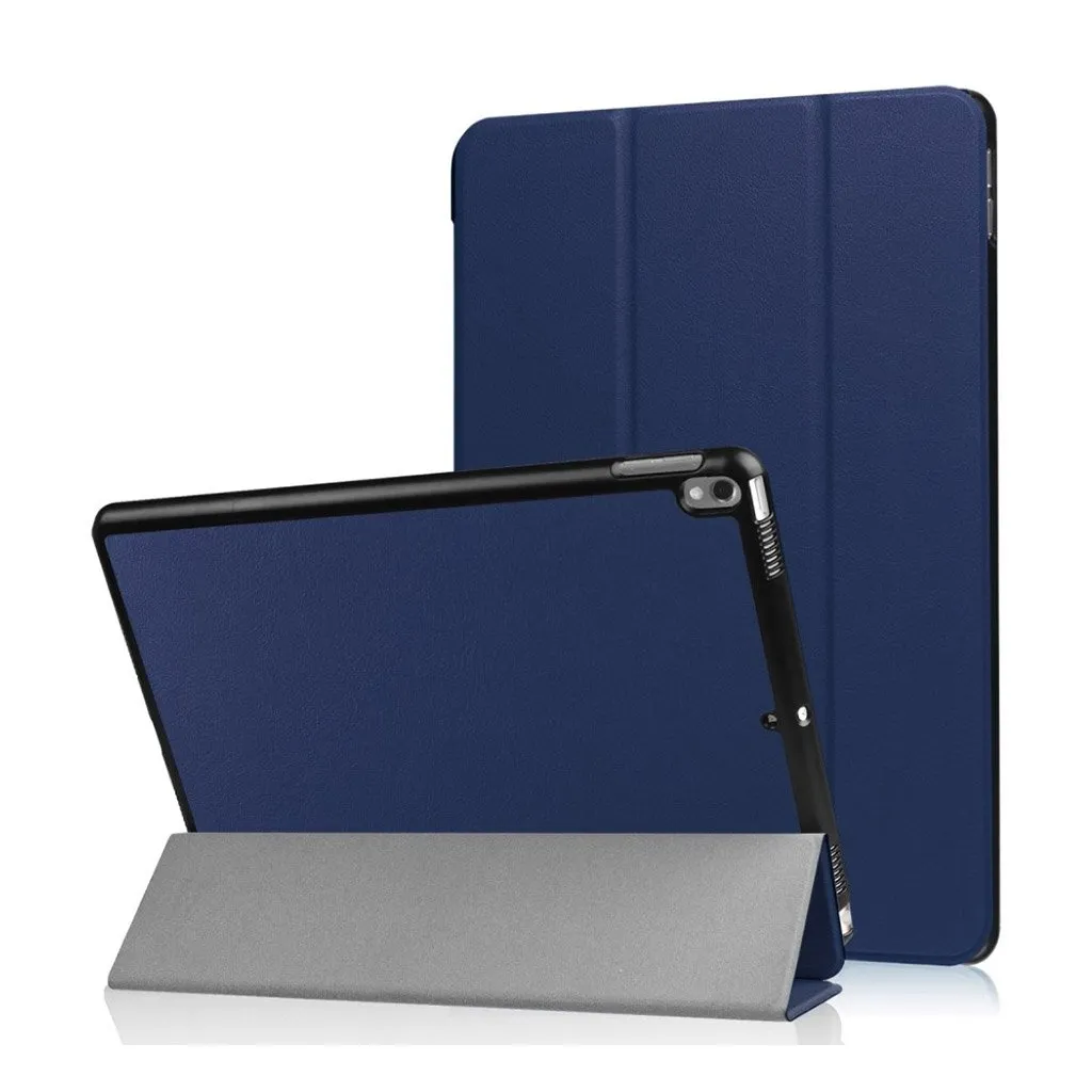 iPad Pro 10.5 Tri-Fold PU Lær Flip Etui - Mörkblå