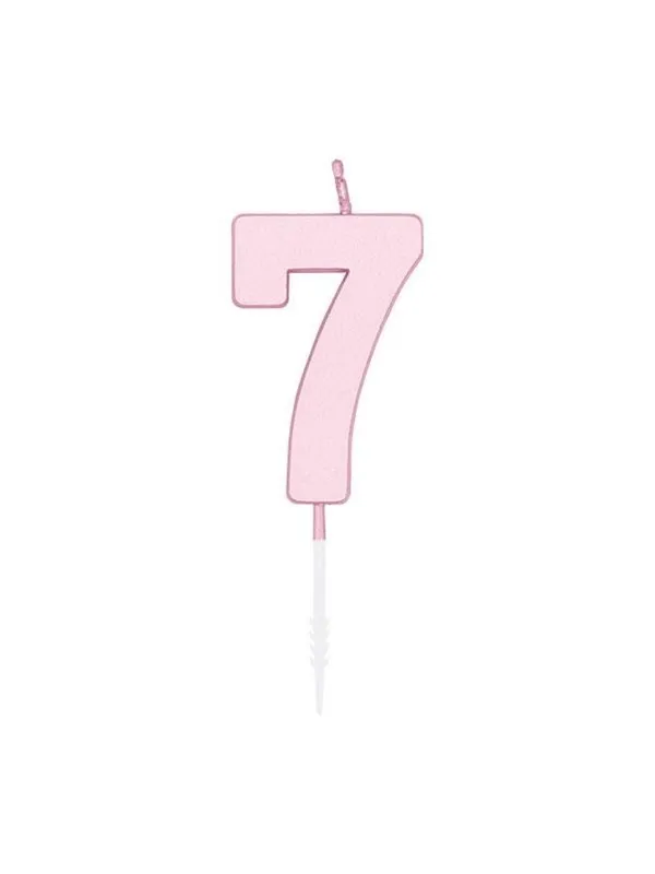 Globos Cake candle 4.5cm Pastel Pink no. 7