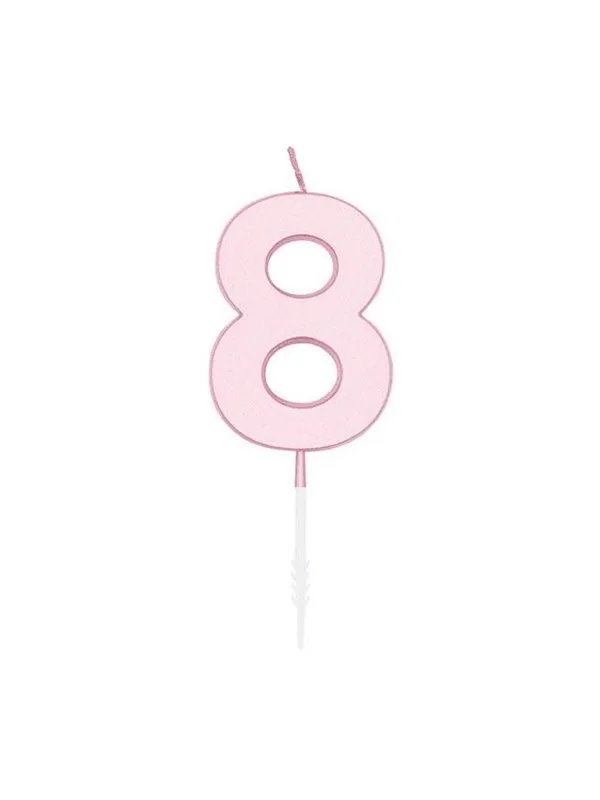 Globos Cake candle 4.5cm Pastel Pink no. 8