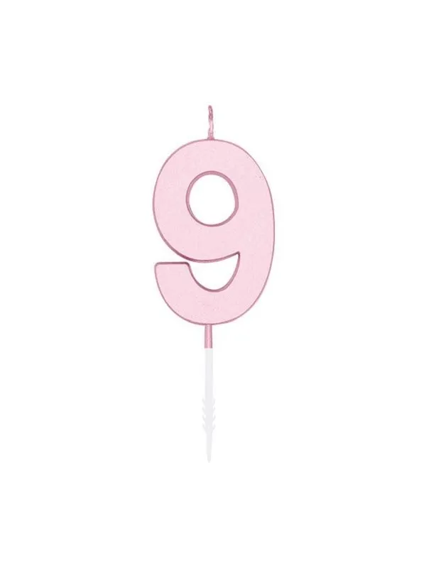 Globos Cake candle 4.5cm Pastel Pink no. 9