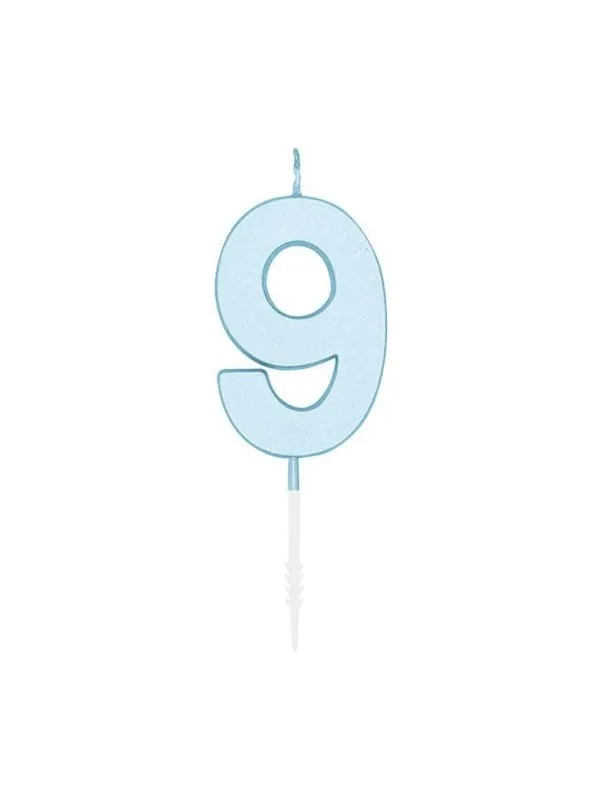 Globos Cake candle 4.5cm Pastel Blue no. 9
