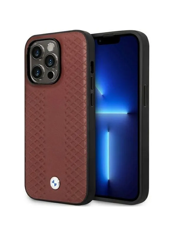 BMW BMHCP14X22RFGR iPhone 14 Pro Max 6.7" Burgundy/burgundy Leather Diamond Pattern