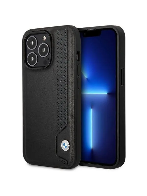 BMW BMHCP14X22RBDK iPhone 14 Pro Max 6.7" black/black hardcase Leather Blue Dots