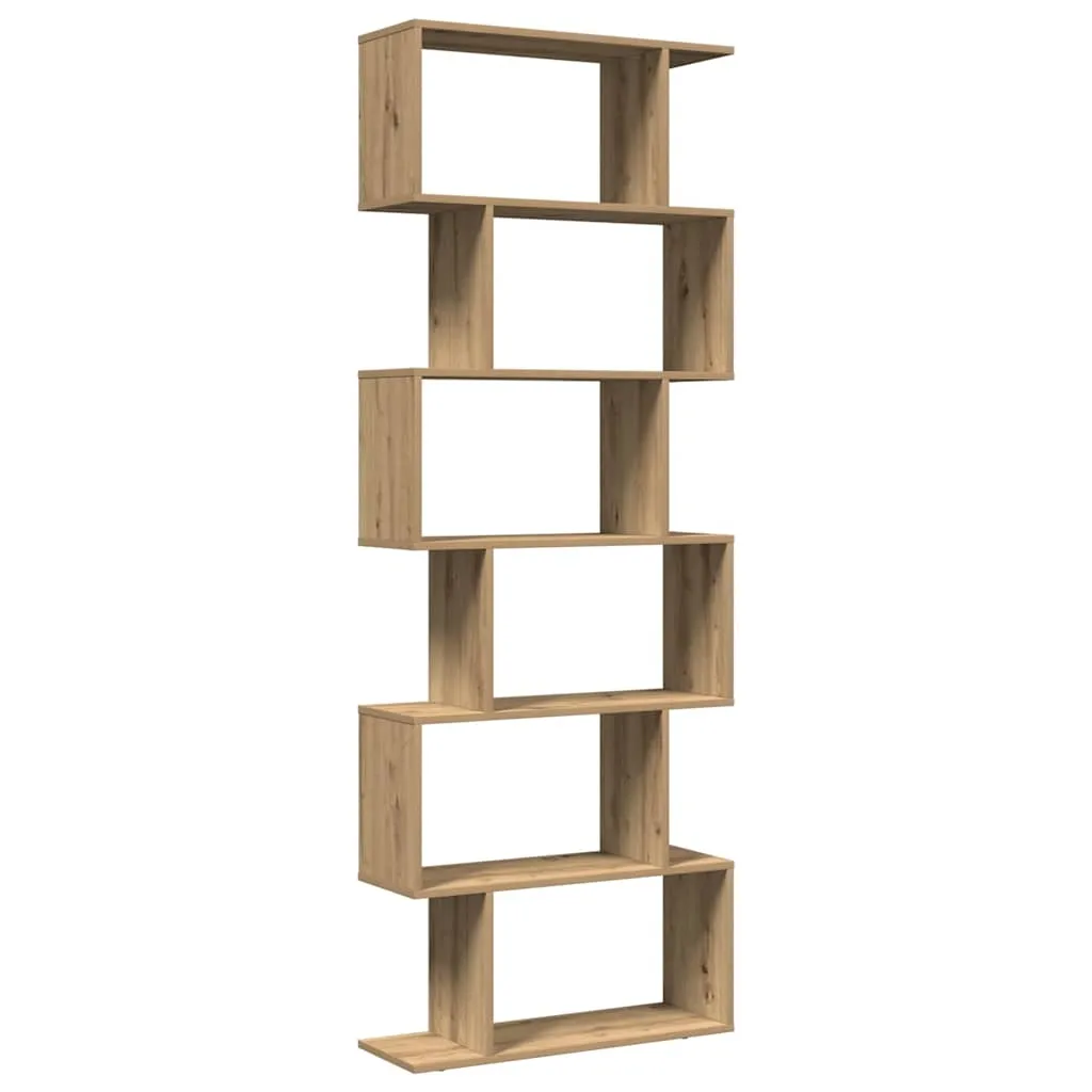 vidaXL Romdeler bokhylle 6 lag artisan eik 70x24x193 cm konstruert tre