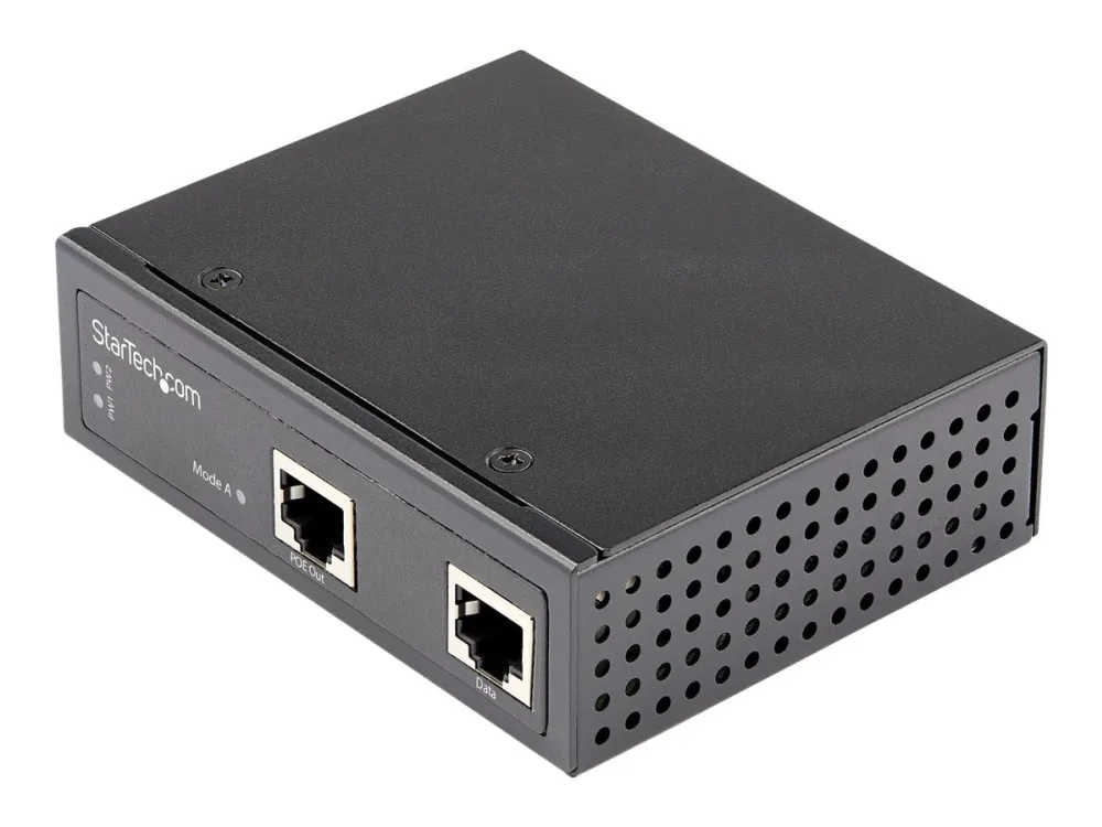 StarTech Industrial Gigabit Ethernet PoE Injector, 30W 802.3at PoE+ Midspan 48V-56VDC DIN Rail Power Over Ethernet Injector Adapter, -40C to +75C C...
