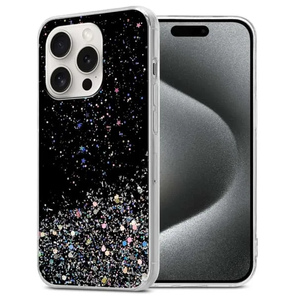 Deksel kompatibel med iPhone 15 PRO MAX med glitrende glitter
