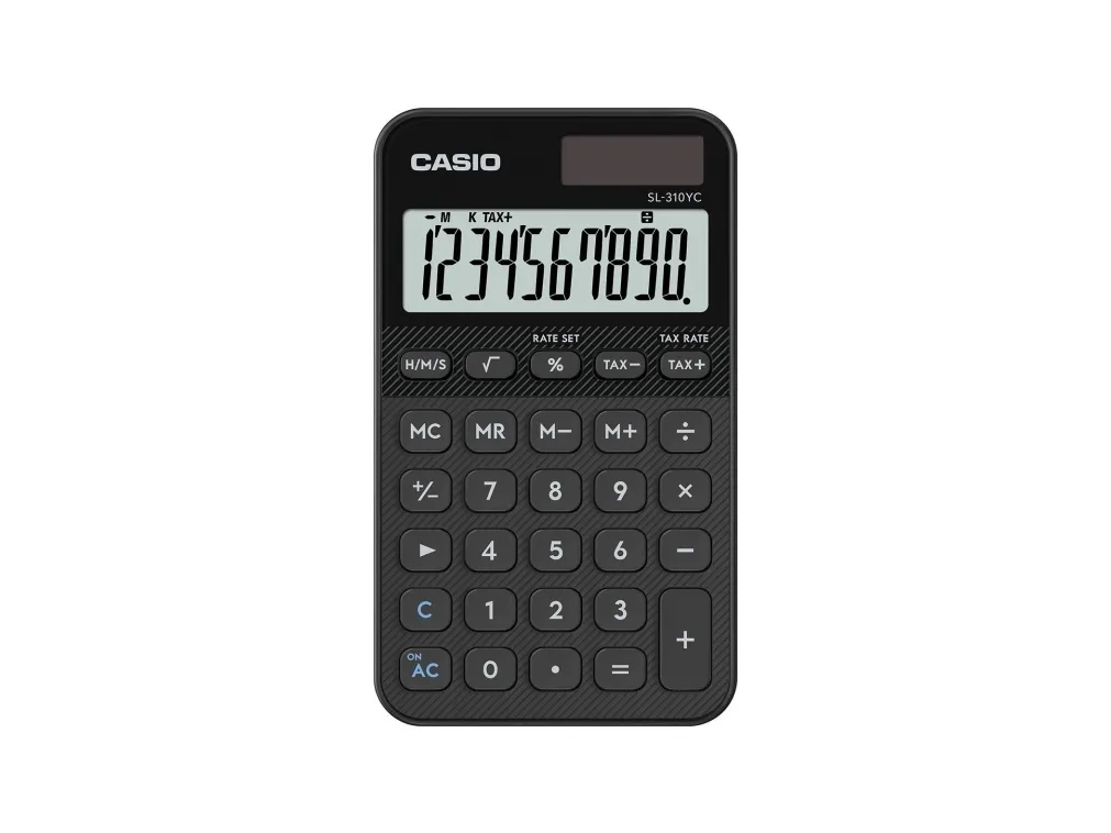 Casio SL-310YC, Lomme, Grunnleggende, 10 sifre, Batteri/Solcelle, Svart