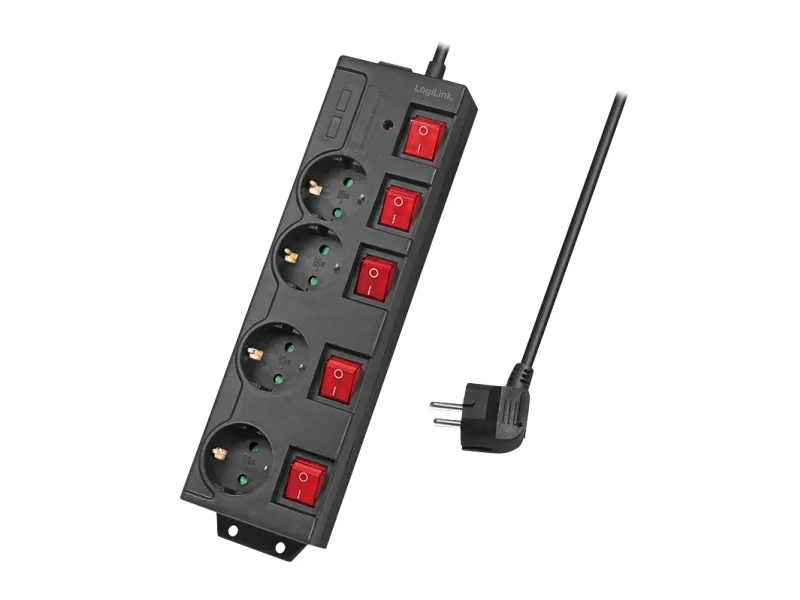 LogiLink Grenuttak med separate brytere 4-veis Black
