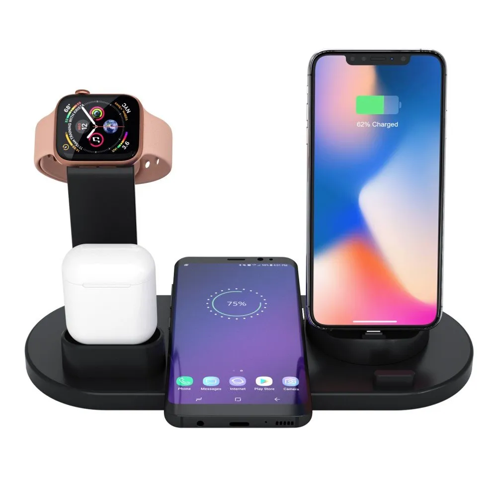 Ladestasjon Lightning Micro Usb C QI Roterbar