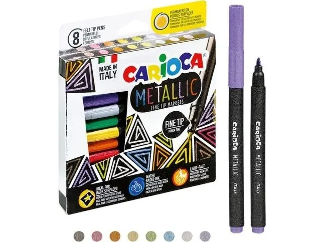 Metalliske penner 8 farger CARIOCA