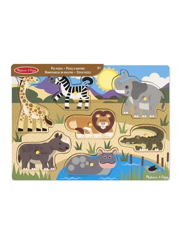 Melissa & Doug Wooden Peg Puzzle Safari Tre