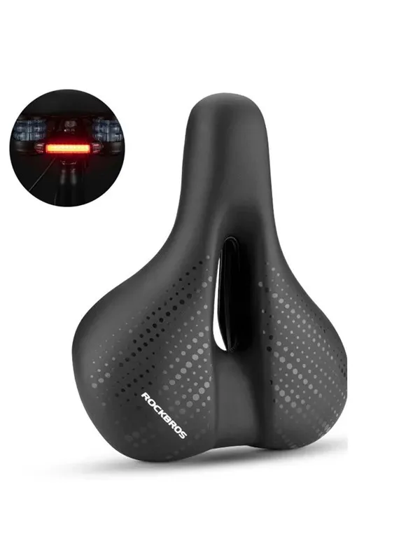 Rockbros 38218916002 MTB bicycle saddle + lamp - black