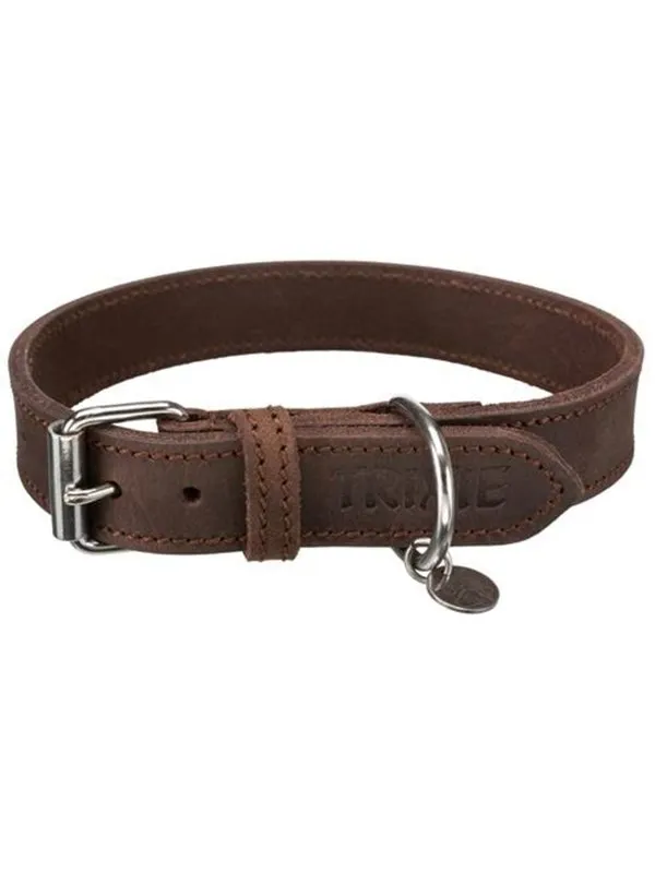 Trixie Rustic fatleather collar L: 48-56 cm/30 mm dark brown
