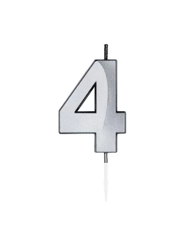 Globos Cake Candle 6cm Metallic Silver no.4