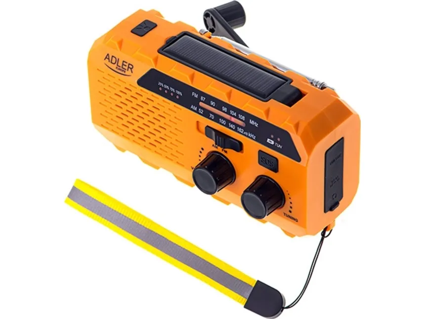 Nødradio / Veiradio med lommelykt, solceller og powerbank